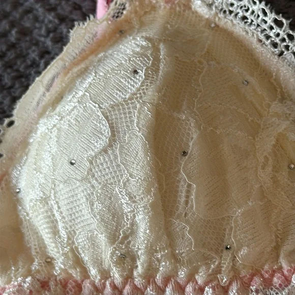 Victoria’s Secret NWT Pink White Lace Striped Chemise Slip Nightie Size Small - Picture 4 of 8